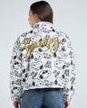 Shop Women's White & Black All Over Printed Oversized Reversible Zipper Crop Puffer Jacket-Design