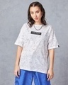 Shop Women's White Snoopy All Over Printed Oversized T-shirt-Full