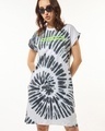 Shop Women's White All Over Printed Oversized T-Shirt Dress-Front