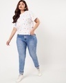 Shop Women's White All Over Printed Plus Size Boyfriend T-shirt-Full