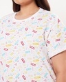Shop Women's White All Over Printed Plus Size Boyfriend T-shirt
