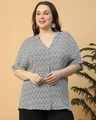 Shop Women's White All Over Printed Plus Size Top-Front