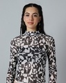 Shop Women's White & Black All Over Printed Slim Fit Short Top