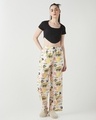 Shop Women's White All Over Printed Wide Leg Pyjamas-Full