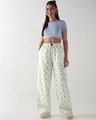 Shop Women's Off White All Over Printed Wide Leg Pyjamas-Full