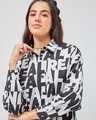 Shop Women's Black & White All Over Printed Oversized Shirt Dress