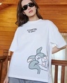 Shop Women's White Attempting To Adult Graphic Printed Oversized T-shirt-Front