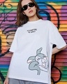 Shop Women's White Attempting To Adult Graphic Printed Oversized T-shirt-Front