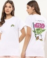 Shop Women's White Baby Yoda Back Graphic Printed Boyfriend T-shirt-Front