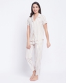 Shop Women's White & Beige Striped Nightsuit-Full
