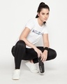 Shop Women's White Believe Typography Activewear T-shirt