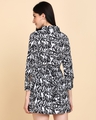 Shop Women's White & Black All Over Printed Flared A-Line Dress-Design