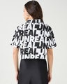 Shop Women's White & Black All Over Printed Oversized Cropped Shirt-Design