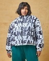 Shop Women's White & Black All Over Printed Oversized Plus Size Jacket-Front