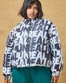 Shop Women's White & Black All Over Printed Oversized Plus Size Jacket-Front