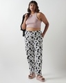 Shop Women's White & Black All Over Printed Plus Size Pyjamas-Full