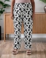 Shop Women's White & Black All Over Printed Plus Size Pyjamas-Front