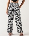 Shop Women's White & Black All Over Printed Wide Leg Pyjamas-Front