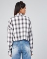 Shop Women's White & Black Checked Boxy Fit Crop Shirt-Full