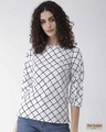 Shop Women's White & Black Checked Top-Front