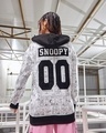 Shop Women's White & Black Snoopy Comic All Over Printed Oversized Plus Size Hoodies-Front
