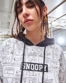 Shop Women's White & Black Snoopy Comic All Over Printed Oversized Plus Size Hoodies