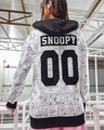 Shop Women's White & Black Snoopy Comic All Over Printed Oversized Plus Size Hoodies-Front