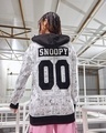 Shop Women's White & Black Snoopy Comic Graphic Printed Oversized Hoodies-Front