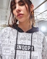Shop Women's White & Black Snoopy Comic Graphic Printed Oversized Hoodies