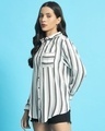 Shop Women's White & Black Striped Oversized Shirt-Design