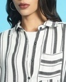 Shop Women's White & Black Striped Oversized Shirt