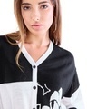 Shop Women's White & Black Mickey Color Block Oversized Sweater