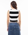 Shop Women's White & Black Striped Slim Fit Short Top-Design
