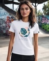 Shop Women's White Bloom Wildly Graphic Printed Slim Fit T-shirt-Front