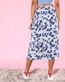 Shop Women's White & Blue All Over Floral Printed Slit Midi Skirts-Design