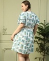 Shop Women's White & Blue All Over Printed Plus Size Dress-Full