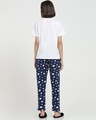Shop Women's White & Blue Graphic Printed T-shirt & Pyjama Set-Full