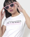 Shop Women's White BP Logo Typography Slim Fit T-shirt-Front