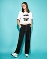 Shop Women's White BP Typography Oversized Fit Cropped T-shirt
