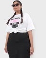 Shop Women's White BP Typography Plus Size Oversized T-shirt-Front