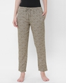 Shop Women's White & Brown All Over Animal Printed Lounge Pants-Front