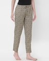 Shop Women's White & Brown All Over Animal Printed Lounge Pants-Full