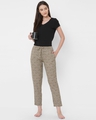 Shop Women's White & Brown All Over Animal Printed Lounge Pants