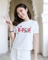 Shop Women's White BST K-Pop Typography T-shirt-Front
