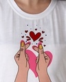 Shop Women's White BTS K-Drama Hearts Graphic Printed T-shirt-Design