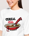 Shop Women's White Cereal Killer Graphic Printed Oversized T-shirt-Design