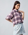Shop Women's White Checked Boxy Fit Crop Shirt-Design