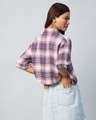 Shop Women's White Checked Boxy Fit Crop Shirt-Full
