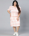 Shop Women's White & Red Checked Plus Size Dress-Front