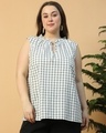 Shop Women's White Checked Plus Size Top-Front